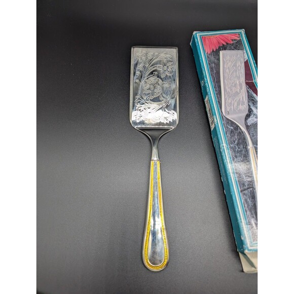 Vtg '94 Towle Silversmiths Silver Plated with Gold Accent Beaded Lasagna Server - Picture 1 of 5